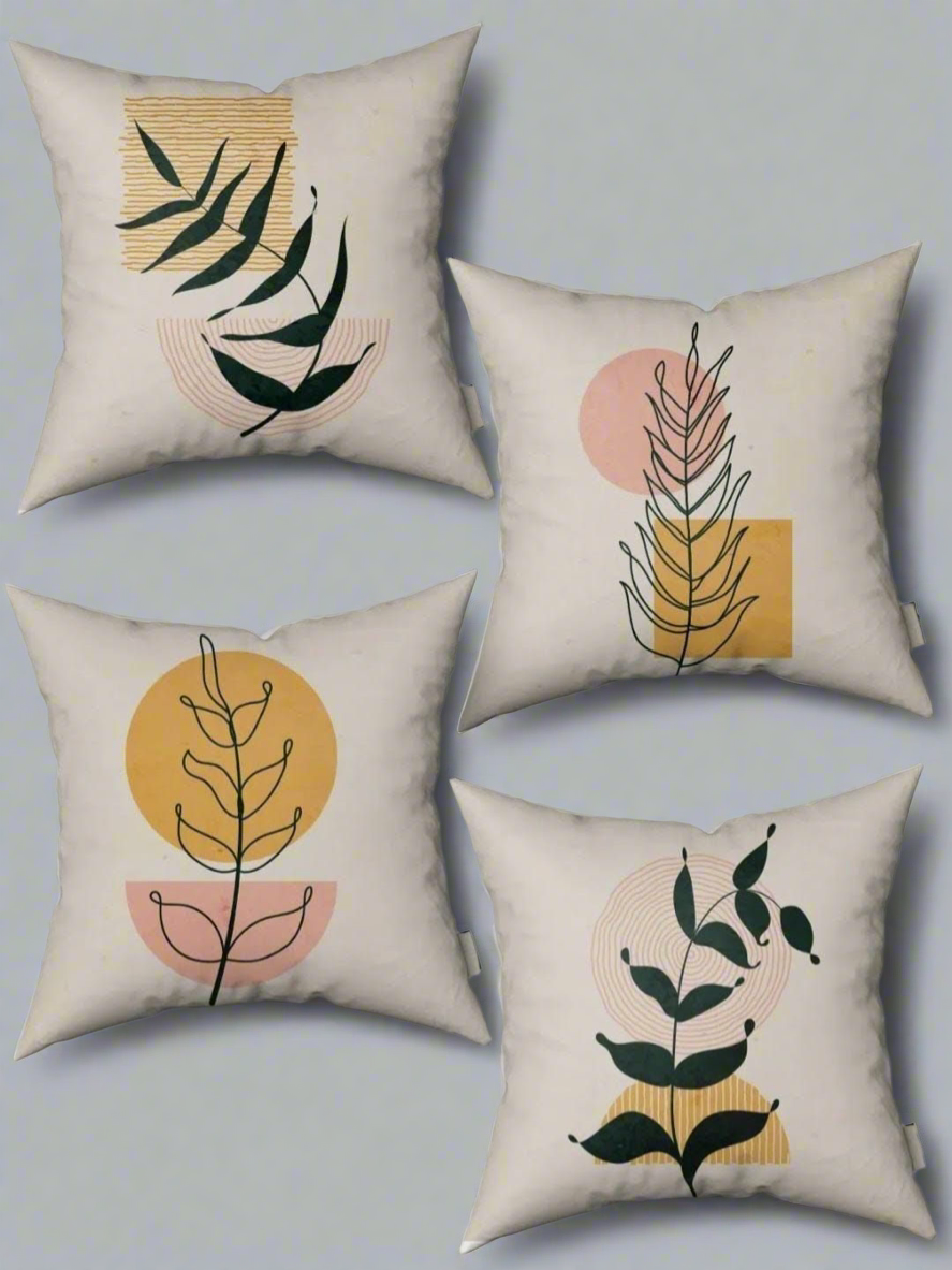 Abstract Botanical Cushion Covers Pack of 4