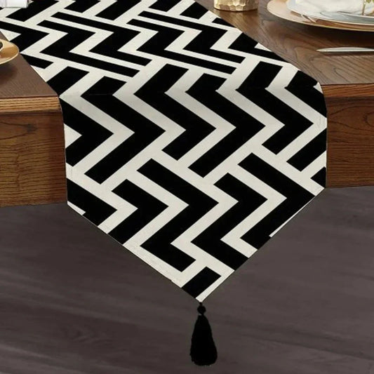 Zigzag Tasseled Table Runner