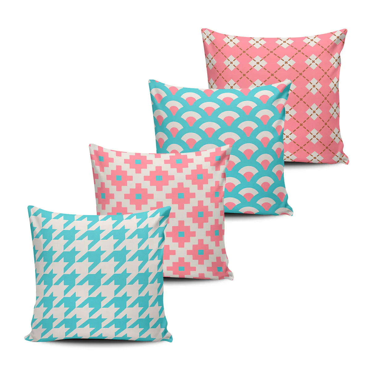 Pink and Blue Cushion Covers Pack of 4