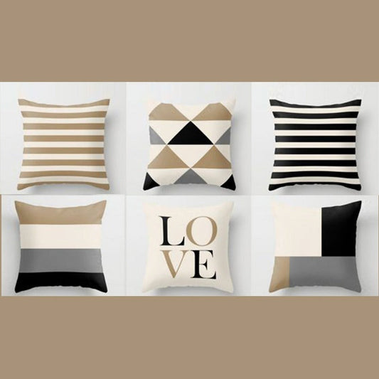 Black and Beige Outdoor Pillows (Pack of 6)