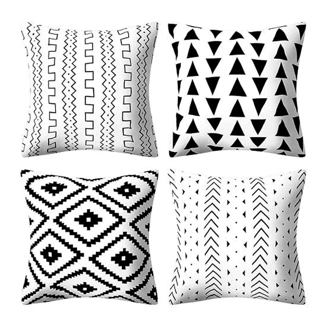 Monochrome Chic Cushion Covers (Pack of 4)