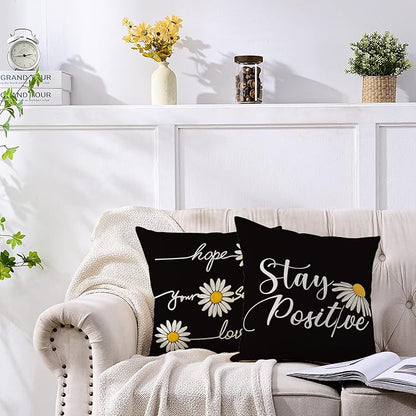Daisy Flower Cushion Covers Pack of 4