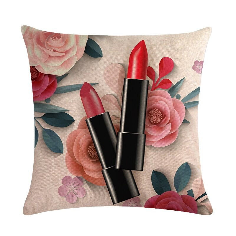 Flower Lipstick Bottle Makeup Cushion Covers