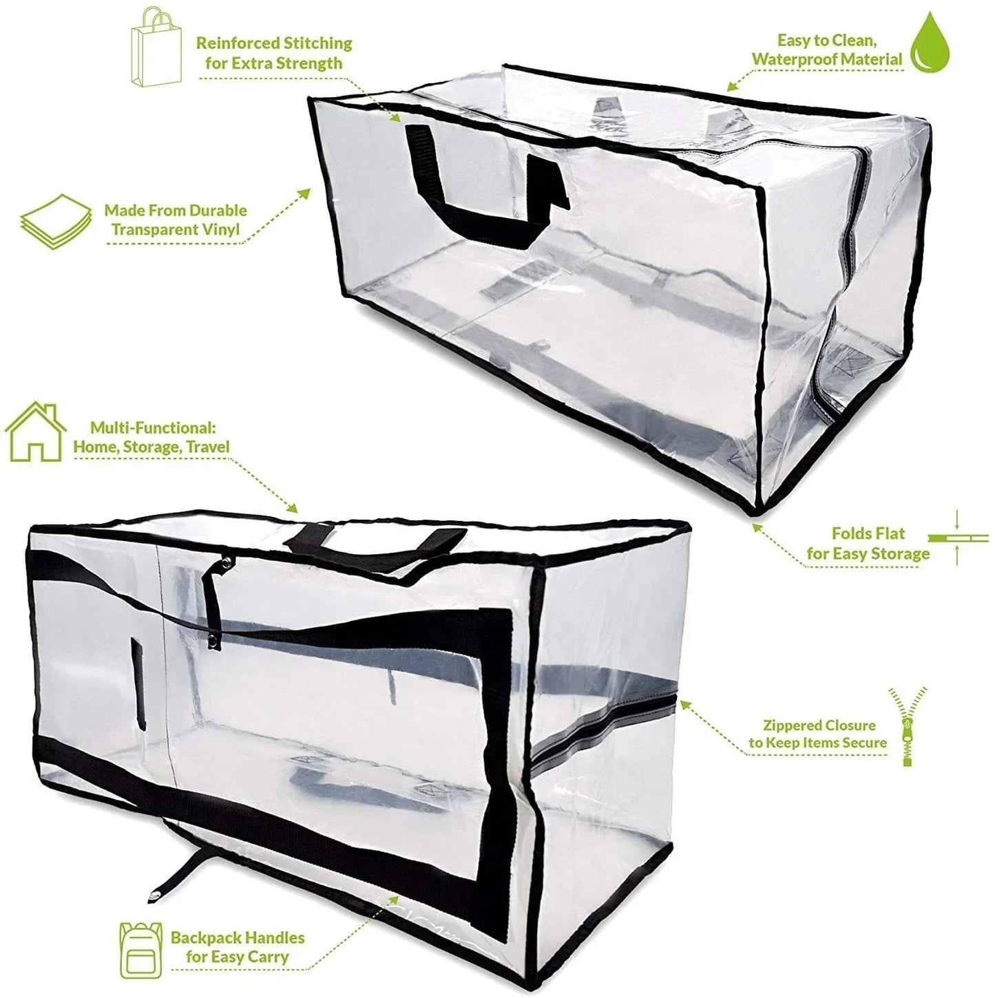 Clear Waterproof Zippered Storage Bag