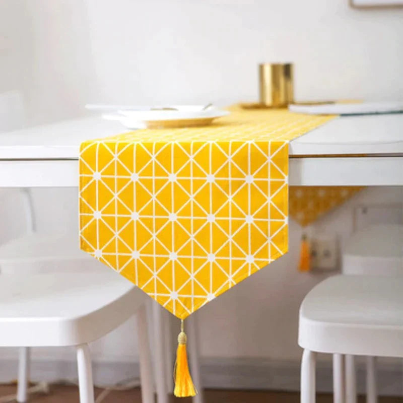 Yellow Geometric Table Runner